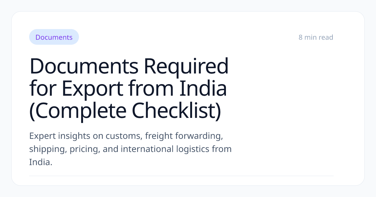 Documents Required for Export from India (Complete Checklist) | ONS ...