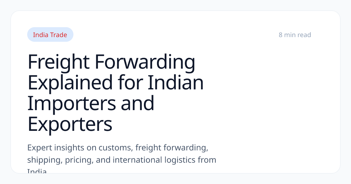Freight Forwarding Explained for Indian Importers and Exporters | ONS ...